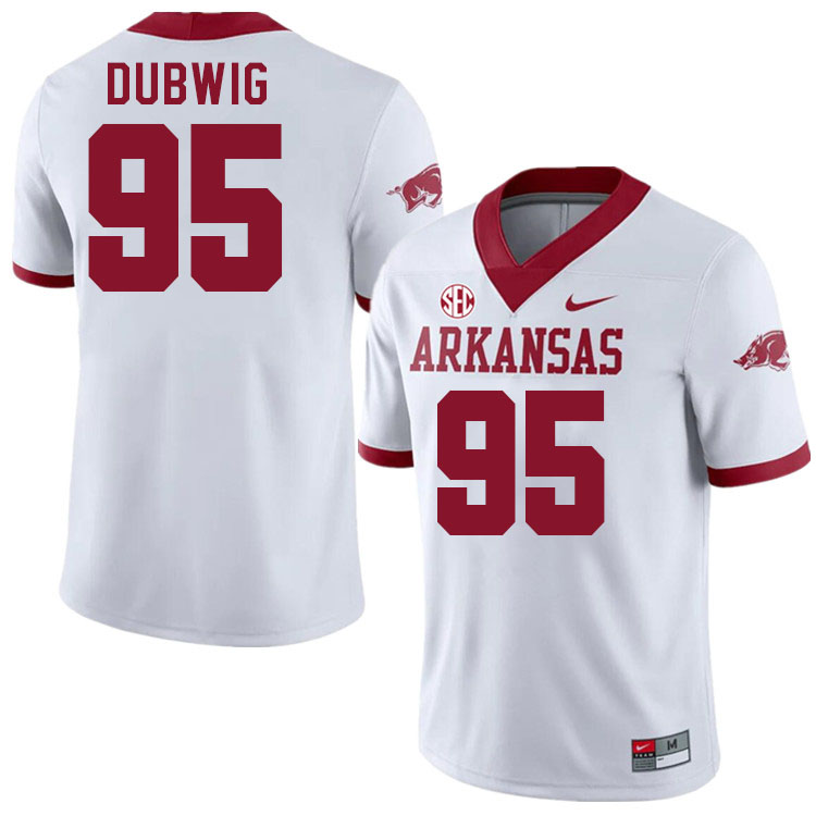 Men #95 Sam Dubwig Arkansas Razorbacks College Football Jerseys Stitched-Alternate White